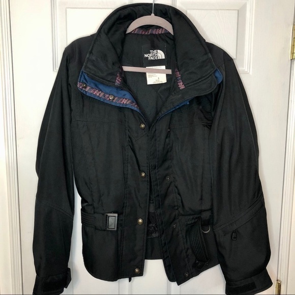 THE North Face Belted Black Warm Jacket with Aztec Print 6 - Picture 1 of 11